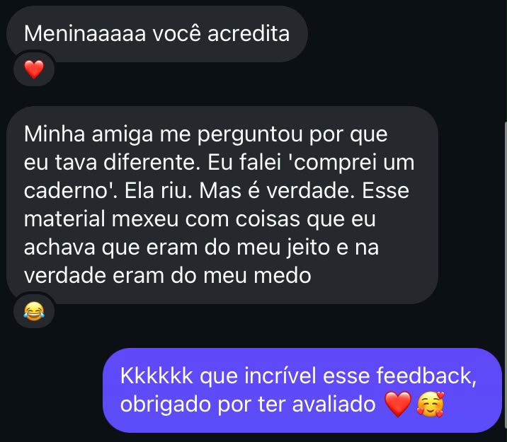 Print de depoimento 3 de aluna do Caderno do Não