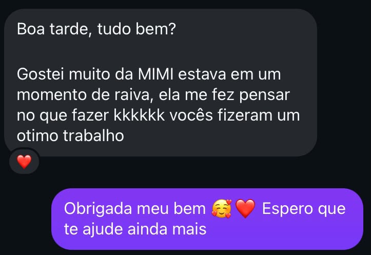 Print de depoimento 4 de aluna do Caderno do Não