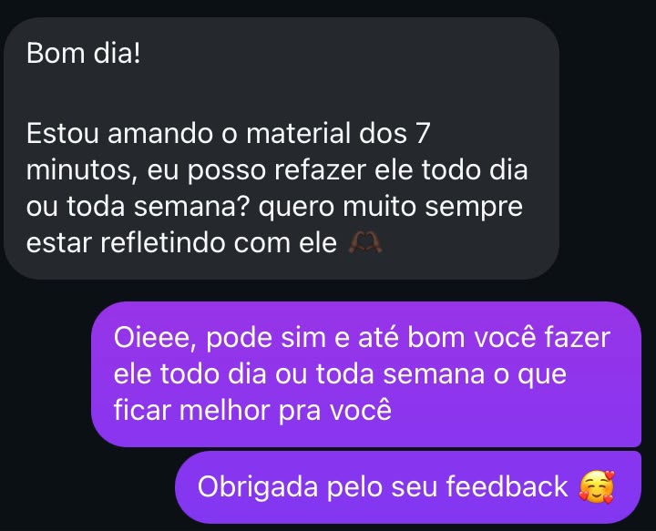 Print de depoimento 8 de aluna do Caderno do Não